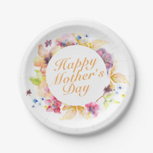 Elegant Happy Mother's Day Floral Paper Plate Pappteller
