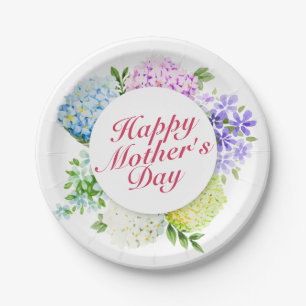 Elegant Happy Mother's Day Floral Paper Plate Pappteller