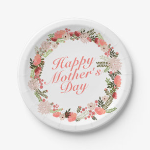Elegant Happy Mother's Day Floral Paper Plate Pappteller