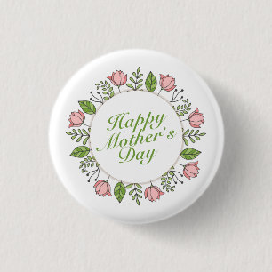 Elegant Happy Mother's Day Floral Schaltfläche B Button
