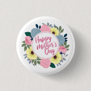 Elegant Happy Mother's Day Floral Schaltfläche B Button
