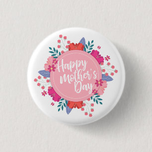 Elegant Happy Mother's Day Floral Schaltfläche B Button