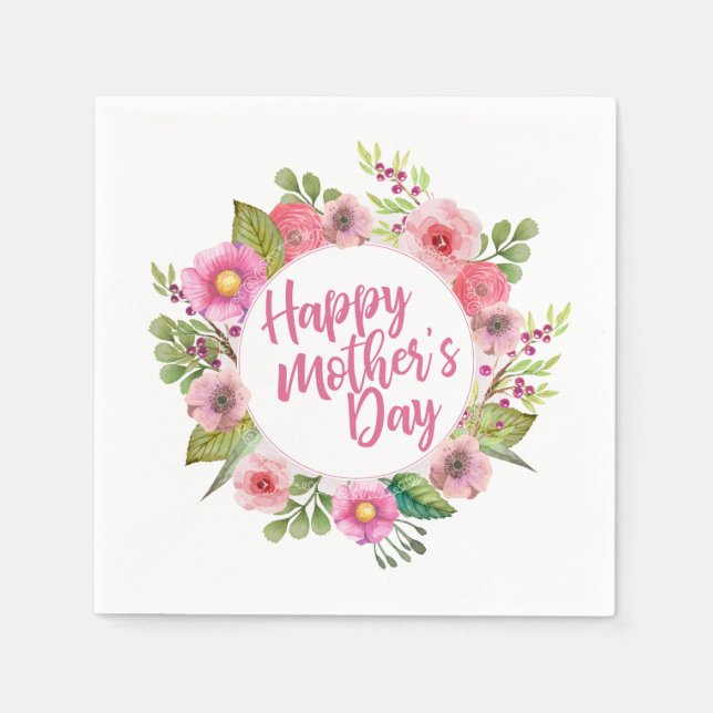Elegant Happy Mother's Day Floral | Serviette (Vorderseite)