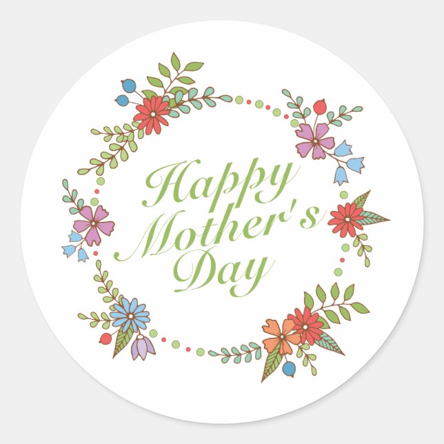 Elegant Happy Mother's Day Floral | SIEGEL Runder Aufkleber (Vorderseite)