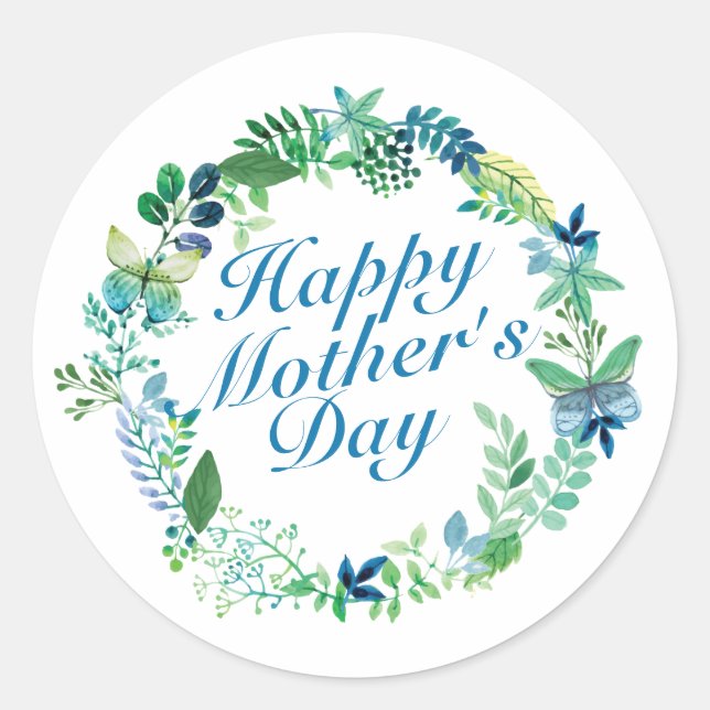 Elegant Happy Mother's Day Floral Sticker Siegel (Vorderseite)