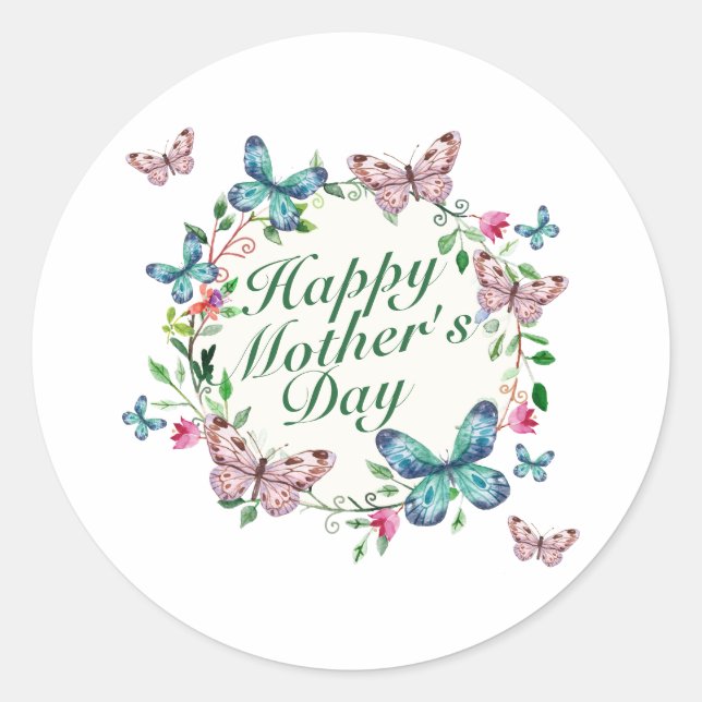 Elegant Happy Mother's Day Floral Sticker Siegel (Vorderseite)