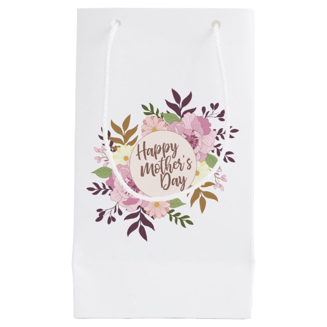 Elegant Happy Mother's Day Floral Wreath Geschenkt Kleine Geschenktüte (Vorderseite)
