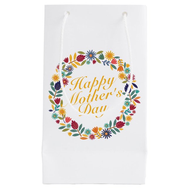 Elegant Happy Mother's Day Floral Wreath Geschenkt Kleine Geschenktüte (Vorderseite)