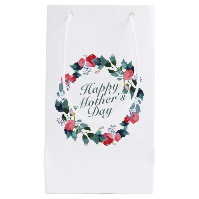 Elegant Happy Mother's Day Floral Wreath Geschenkt Kleine Geschenktüte (Vorderseite)