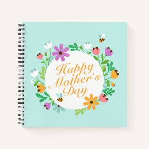 Elegant Happy Mother's Day Floral Wreath Guestbook Notizbuch