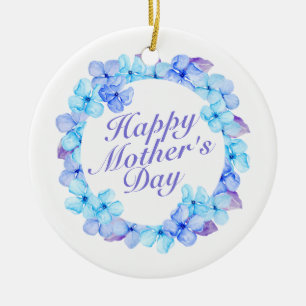 Elegant Happy Mother's Day Floral Wreath Keramik Ornament