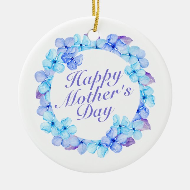 Elegant Happy Mother's Day Floral Wreath Keramik Ornament (Vorne)