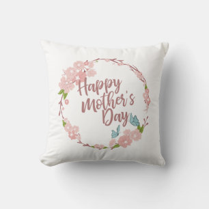 Elegant Happy Mother's Day Floral Wreath   Kissen