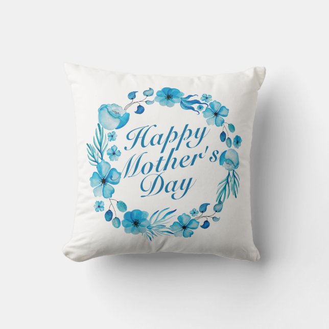 Elegant Happy Mother's Day Floral Wreath | Kissen (Vorderseite)