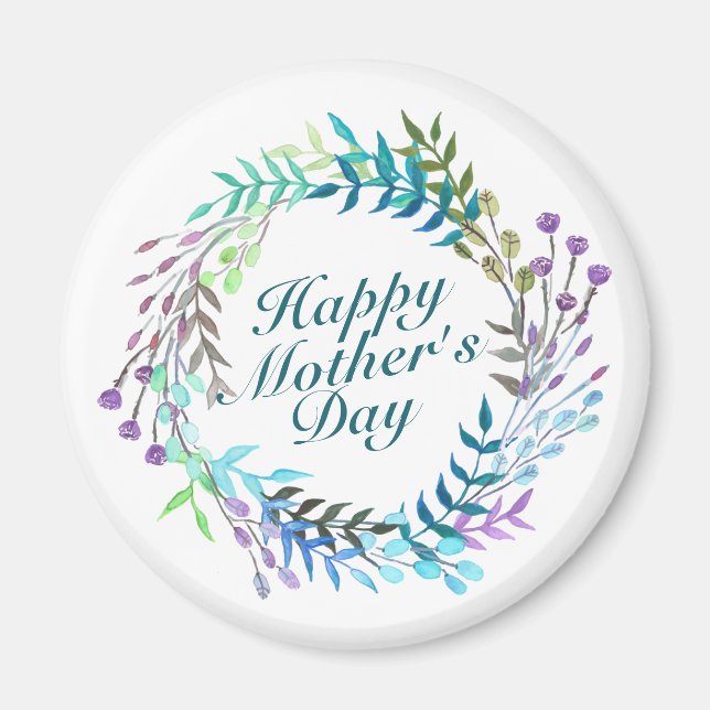 Elegant Happy Mother's Day Floral Wreath Magnet (Vorne)