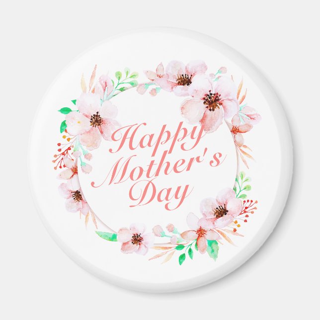 Elegant Happy Mother's Day Floral Wreath | Magnet (Vorne)