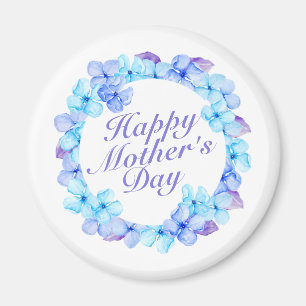 Elegant Happy Mother's Day Floral Wreath Magnet