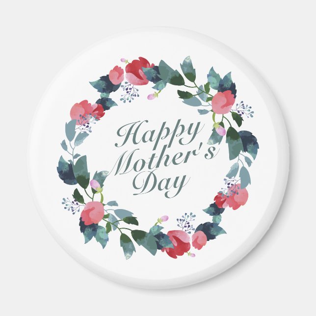 Elegant Happy Mother's Day Floral Wreath | Magnet (Vorne)