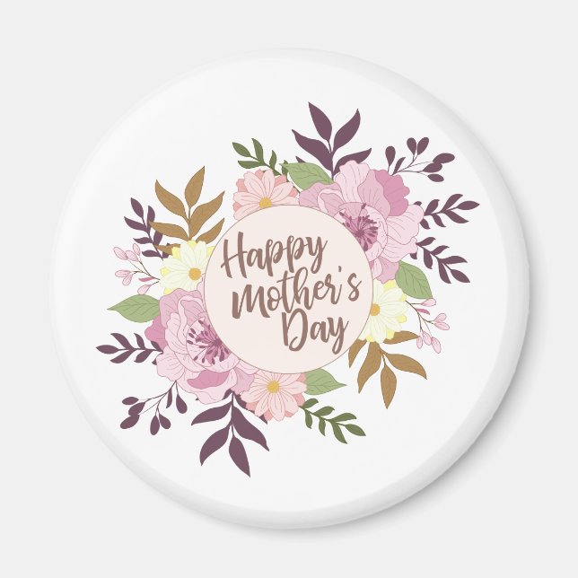 Elegant Happy Mother's Day Floral Wreath | Magnet (Vorne)