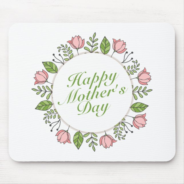 Elegant Happy Mother's Day Floral Wreath Mousepad (Vorne)