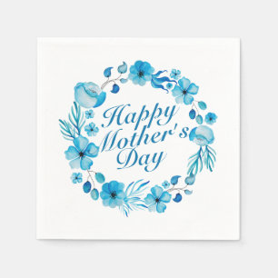 Elegant Happy Mother's Day Floral Wreath Napkin Serviette