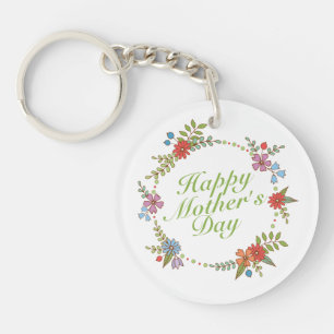 Elegant Happy Mother's Day Floral Wreath Schlüssel Schlüsselanhänger