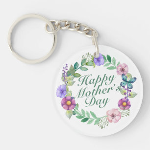 Elegant Happy Mother's Day Floral Wreath Schlüssel Schlüsselanhänger