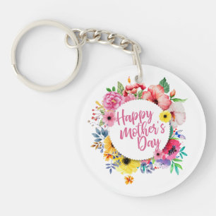 Elegant Happy Mother's Day Floral Wreath Schlüssel Schlüsselanhänger