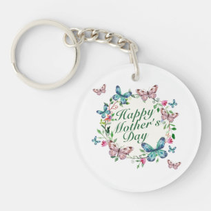Elegant Happy Mother's Day Floral Wreath Schlüssel Schlüsselanhänger