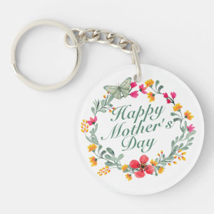 Elegant Happy Mother's Day Floral Wreath Schlüssel Schlüsselanhänger