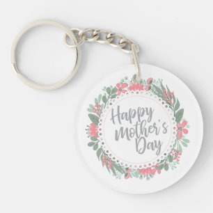 Elegant Happy Mother's Day Floral Wreath Schlüssel Schlüsselanhänger