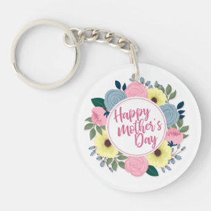Elegant Happy Mother's Day Floral Wreath Schlüssel Schlüsselanhänger