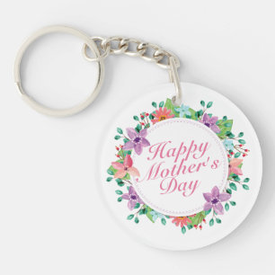 Elegant Happy Mother's Day Floral Wreath Schlüssel Schlüsselanhänger
