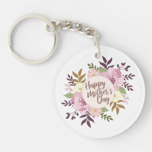 Elegant Happy Mother's Day Floral Wreath Schlüssel Schlüsselanhänger