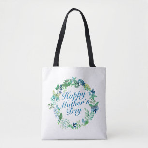 Elegant Happy Mother's Day Floral Wreath Tote Bag Tasche