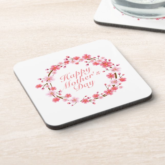 Elegant Happy Mother's Day Floral Wreath Untersetz Untersetzer (Linke Seite)