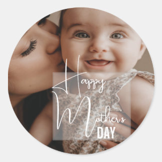 Elegant Happy Mother's Day Photo Greeting  Runder Aufkleber
