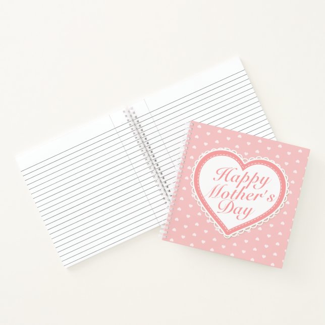 Elegant Happy Mother's Day Pink Hearts Notebook Notizbuch (Innenseite)