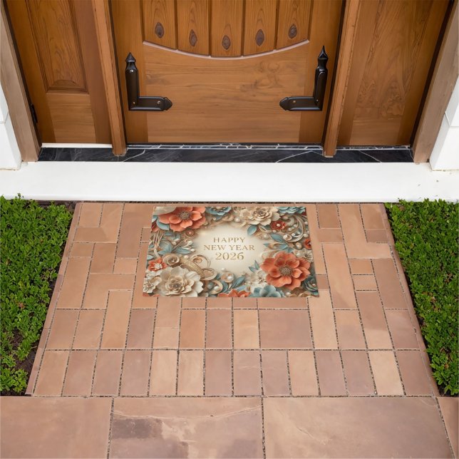 elegant happy new year 2026 welcome mat fußmatte (Außenbereich)