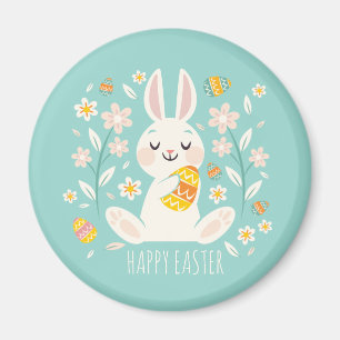 Elegant Happy Oaster Bunny   Magnet