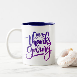 Elegant Happy Thanksgiving Typografie Zweifarbige Tasse