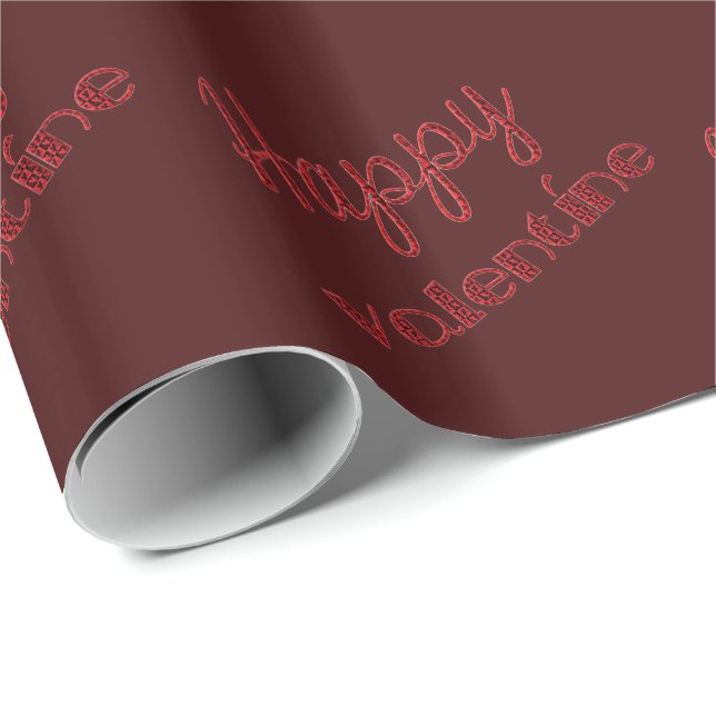 Elegant Happy Valentine Typografy Dark Red Geschenkpapier (Rolleneckpunkt)