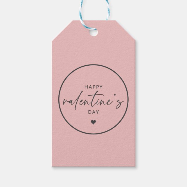 Elegant Happy Valentine's day Blush Pink Geschenkanhänger (Vorderseite)