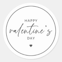 Elegant Happy Valentine's day Classic Round Sticke