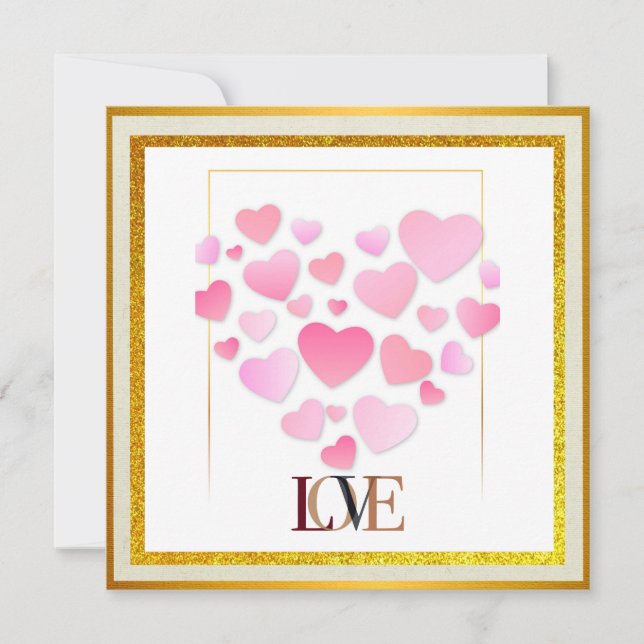 Elegant Happy Valentine's Day | Gold & Pink Heat (Vorderseite)