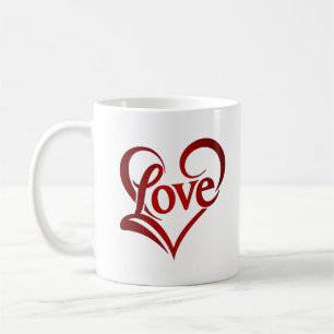 Elegant Happy Valentine's Day Red Heart Coffee Mu Kaffeetasse