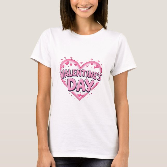 Elegant Happy Valentine's Day Red Heart White T-Shirt (Vorderseite)