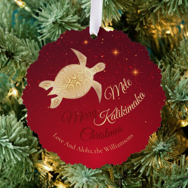 Elegant Hawaiian Weihnachten Ornament Karte (Insitu (Baum))