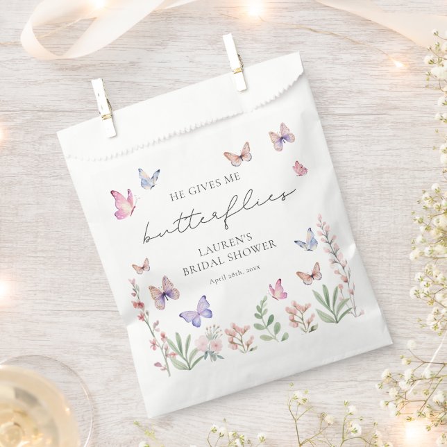Elegant He Gives Me Butterflies Bridal Shower Geschenktütchen (Ausgeschnitten)