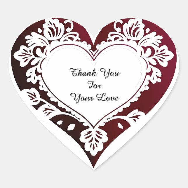 Elegant Heart Card With Red Roses Herz-Aufkleber (Vorderseite)